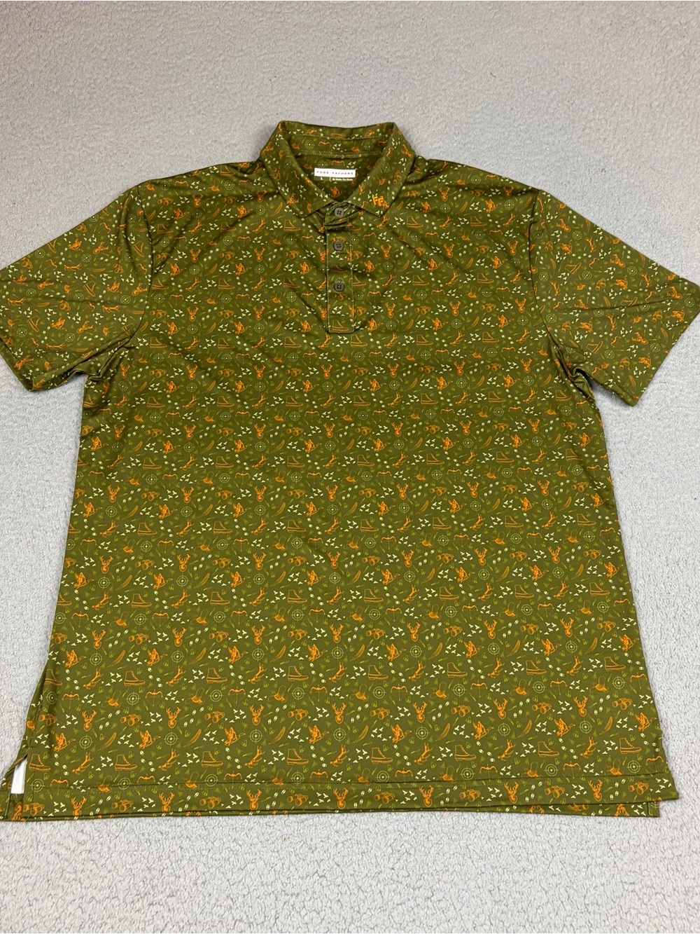 Fore Fathers Performance Polo Men's L Olive All Over Hunting Print